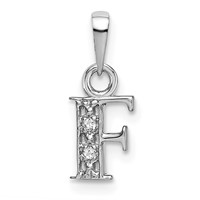 14K White Gold Rhodium-plated Diamond Letter F Initial Pendant view 1