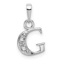 14KW Rhodium-plated Diamond Letter G Initial Pendant view 1