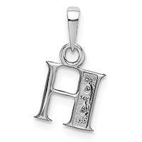 14K White Gold Rhodium-plated Diamond Letter H Initial Pendant view 4