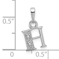 14K White Gold Rhodium-plated Diamond Letter H Initial Pendant view 3