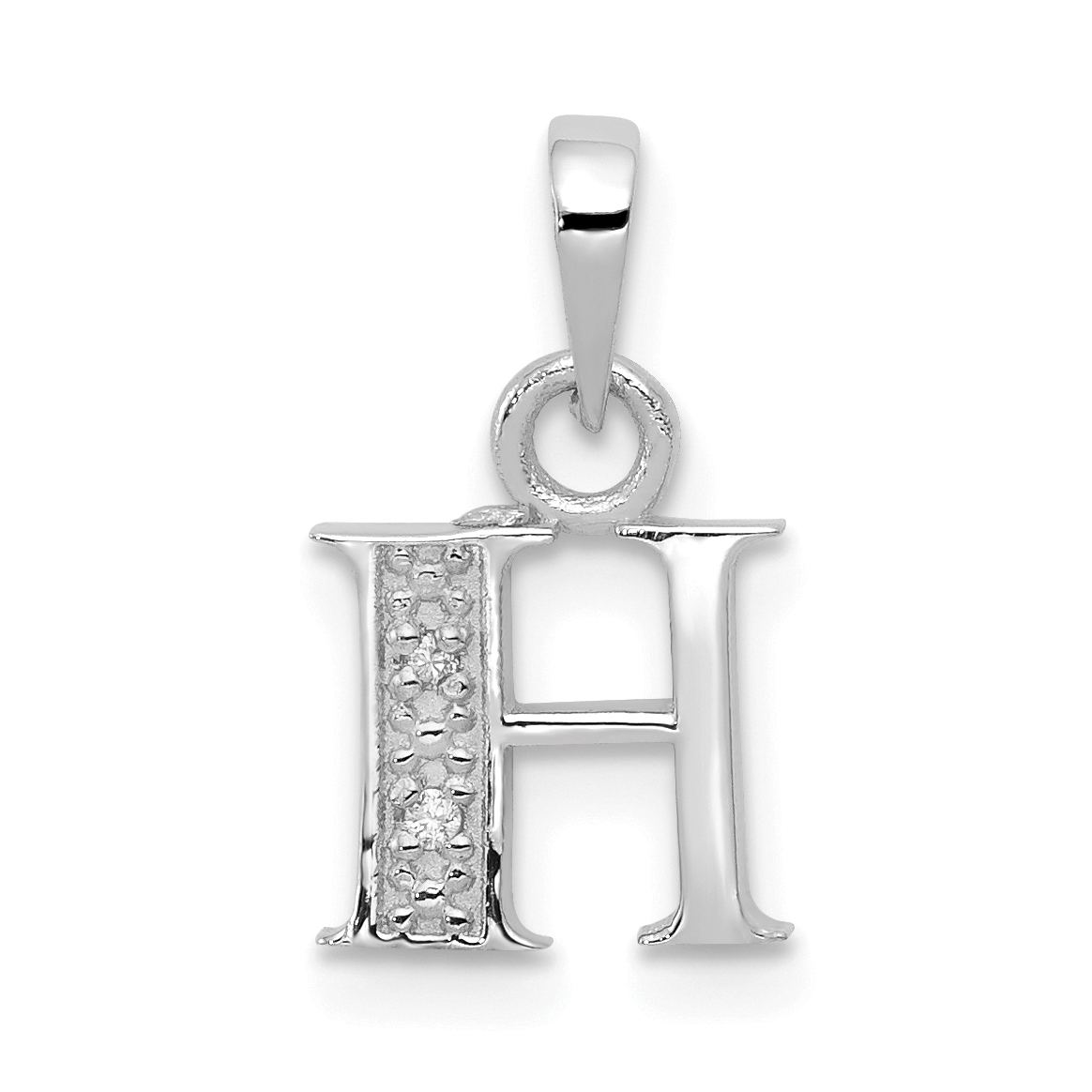 14KW Rhodium-plated Diamond Letter H Initial Pendant (YC251H)
