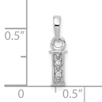 14K White Gold Rhodium-plated Diamond Letter I Initial Pendant view 3