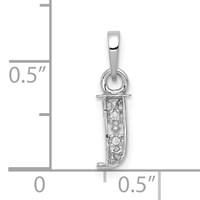 14K White Gold Rhodium-plated Diamond Letter J Initial Pendant view 3