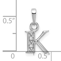14K White Gold Rhodium-plated Diamond Letter K Initial Pendant view 3
