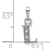 14K White Gold Rhodium-plated Diamond Letter L Initial Pendant view 3