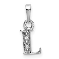 14K White Gold Rhodium-plated Diamond Letter L Initial Pendant view 1