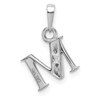 14K White Gold Rhodium-plated Diamond Letter M Initial Pendant view 4