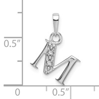 14K White Gold Rhodium-plated Diamond Letter M Initial Pendant view 3