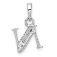 14K White Gold Rhodium-plated Diamond Letter N Initial Pendant view 3