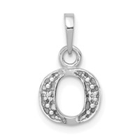 14KW Rhodium-plated Diamond Letter O Initial Pendant view 1