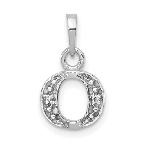 14K White Gold Rhodium-plated Diamond Letter O Initial Pendant