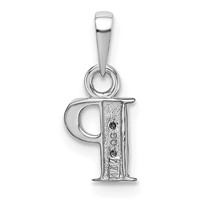 14KW Rhodium-plated Diamond Letter P Initial Pendant view 4