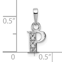 14KW Rhodium-plated Diamond Letter P Initial Pendant view 3