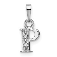 14KW Rhodium-plated Diamond Letter P Initial Pendant view 1
