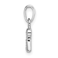 14K White Gold Rhodium-plated Diamond Letter R Initial Pendant view 2