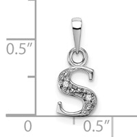 14K White Gold Rhodium-plated Diamond Letter S Initial Pendant view 3