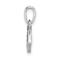 14K White Gold Rhodium-plated Diamond Letter T Initial Pendant view 2