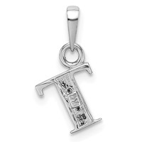 14K White Gold Rhodium-plated Diamond Letter T Initial Pendant view 4