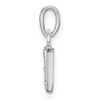 14K White Gold Rhodium-plated Diamond Letter V Initial Pendant view 2