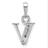 14K White Gold Rhodium-plated Diamond Letter V Initial Pendant view 4