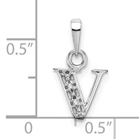 14K White Gold Rhodium-plated Diamond Letter V Initial Pendant view 3