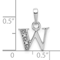 14K White Gold Rhodium-plated Diamond Letter W Initial Pendant view 3