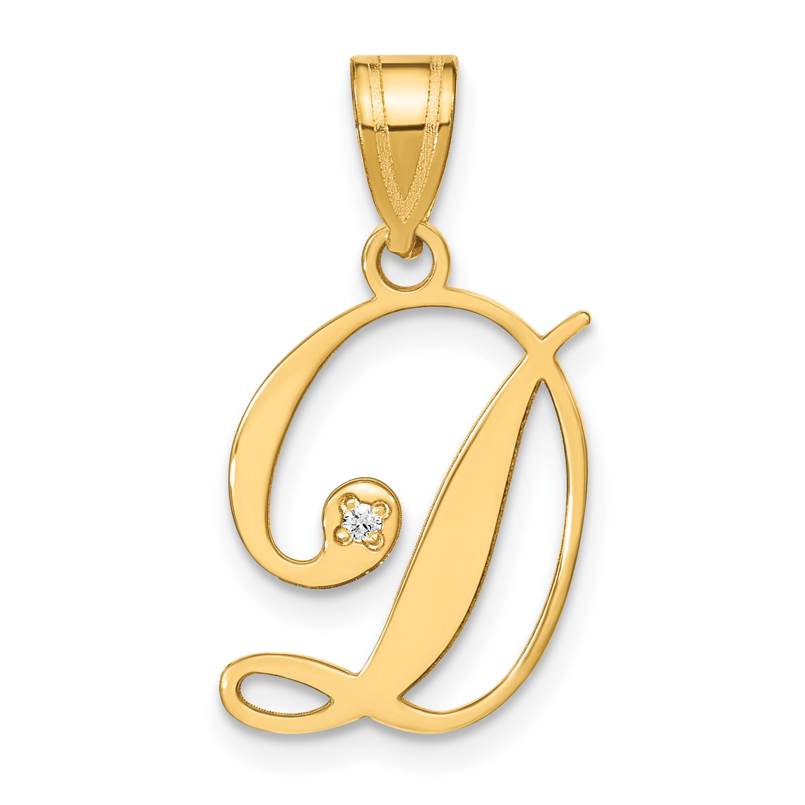 14KY Script Letter D Initial Pendant with Diamond (YC252D)