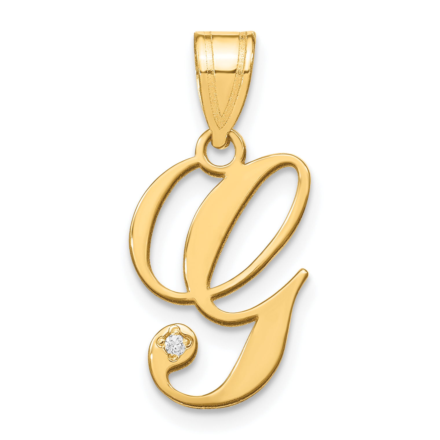 14KY Script Letter G Initial Pendant with Diamond (YC252G)