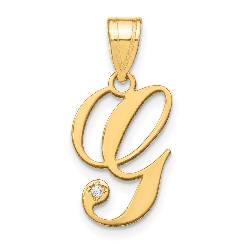 14KY Script Letter G Initial Pendant with Diamond (YC252G)