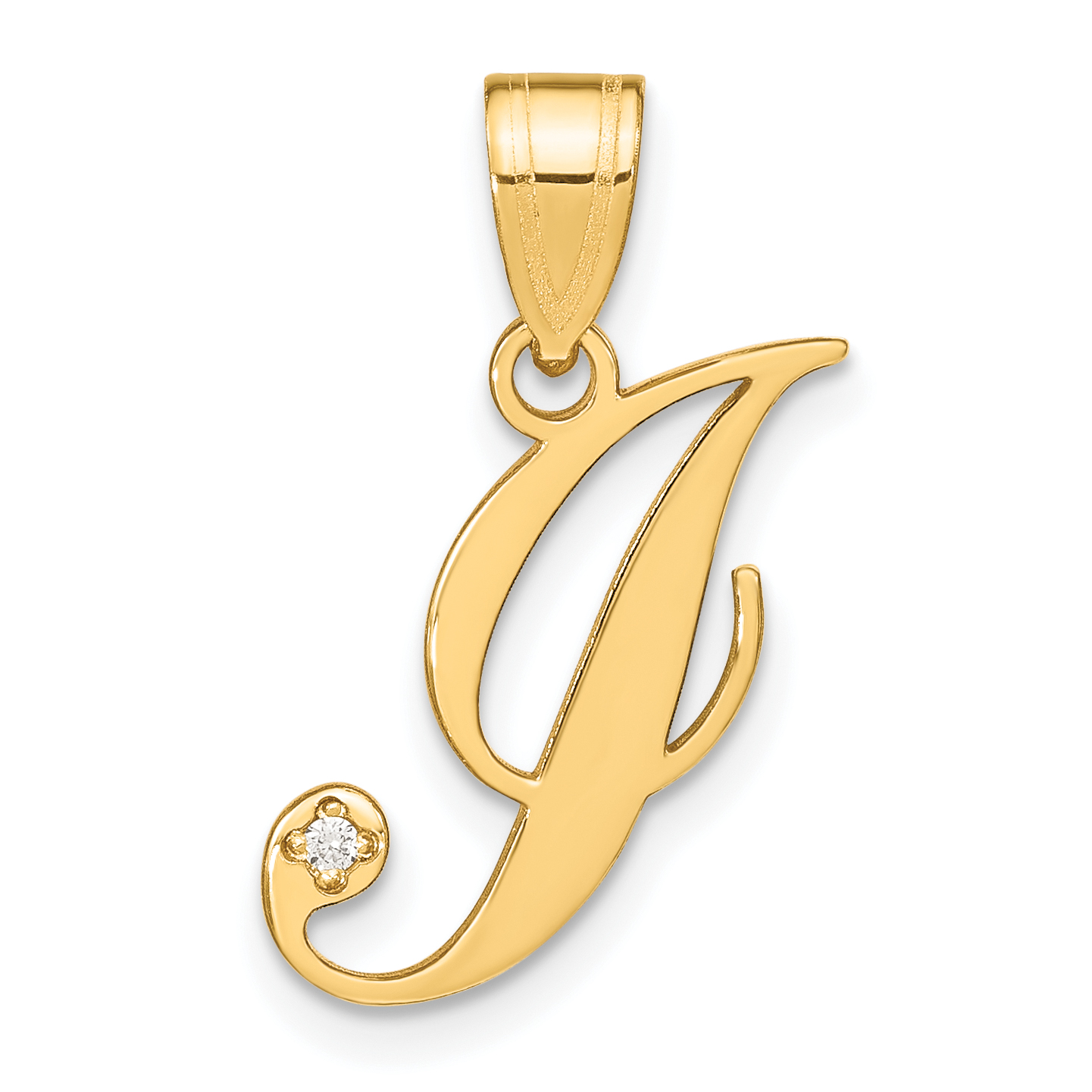 14KY Script Letter I Initial Pendant with Diamond (YC252I)