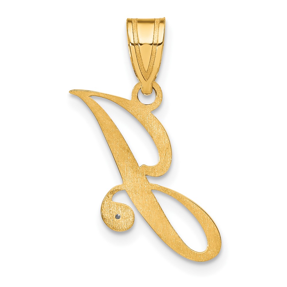 14KY Diamond Script Letter J Initial Pendant (YC252J)