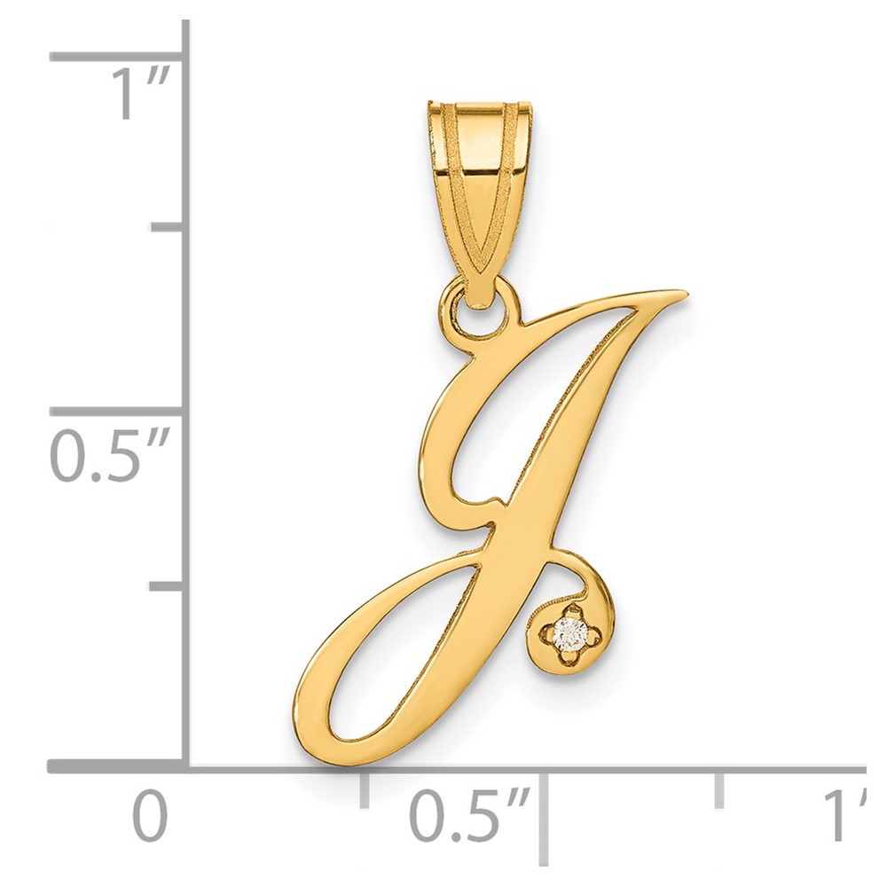 14KY Diamond Script Letter J Initial Pendant (YC252J)