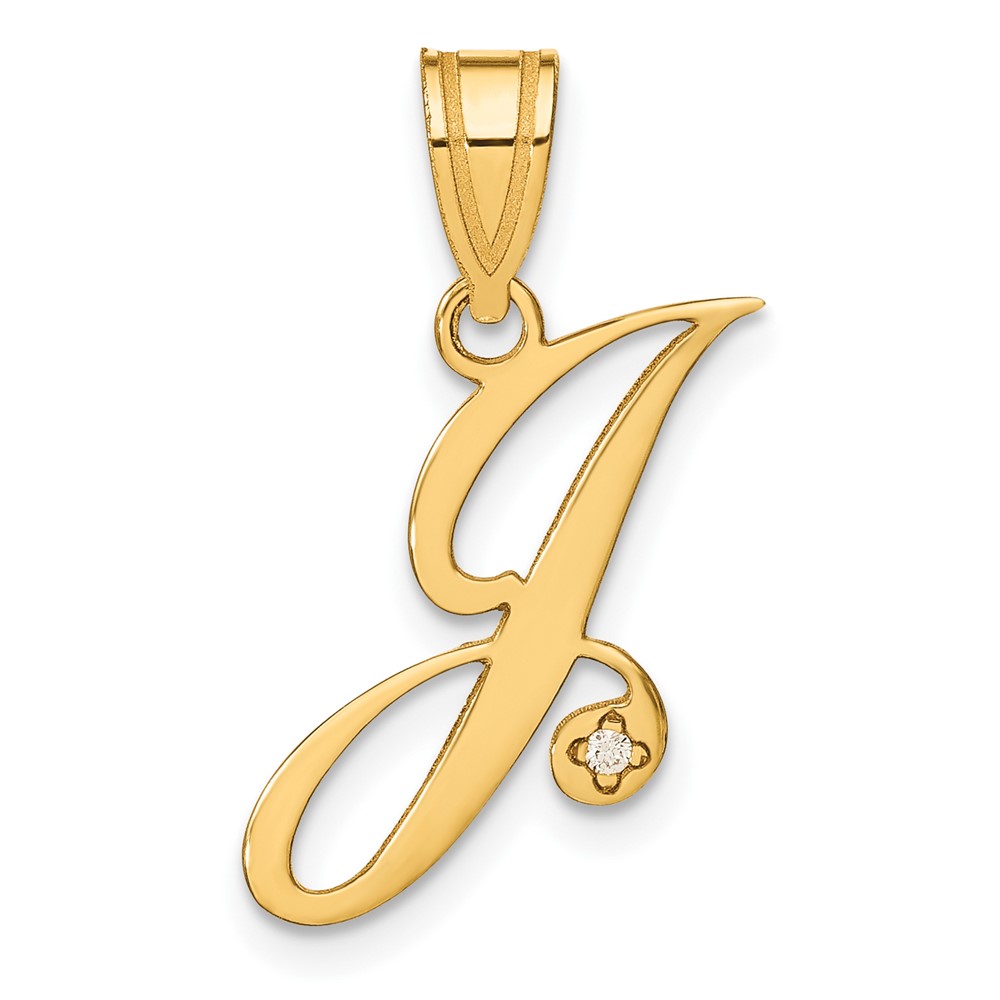 14KY Diamond Script Letter J Initial Pendant (YC252J)