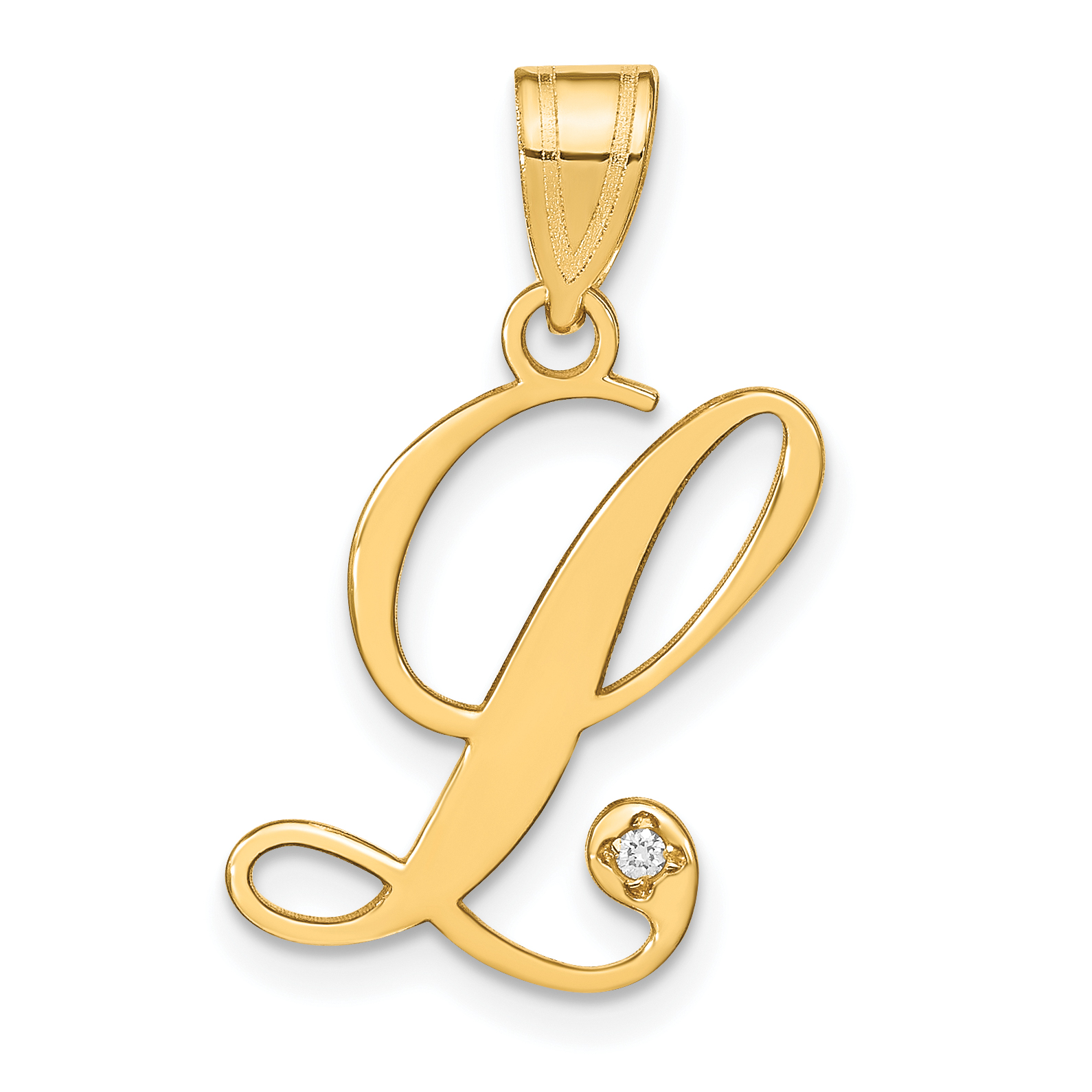14KY Script Letter L Initial Pendant with Diamond (YC252L)