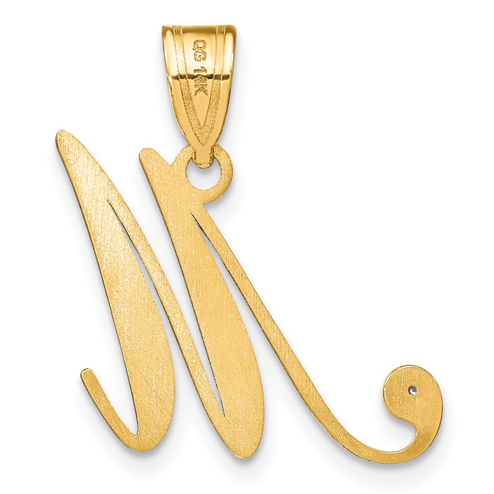 14KY Script Letter M Initial Pendant with Diamond (YC252M)