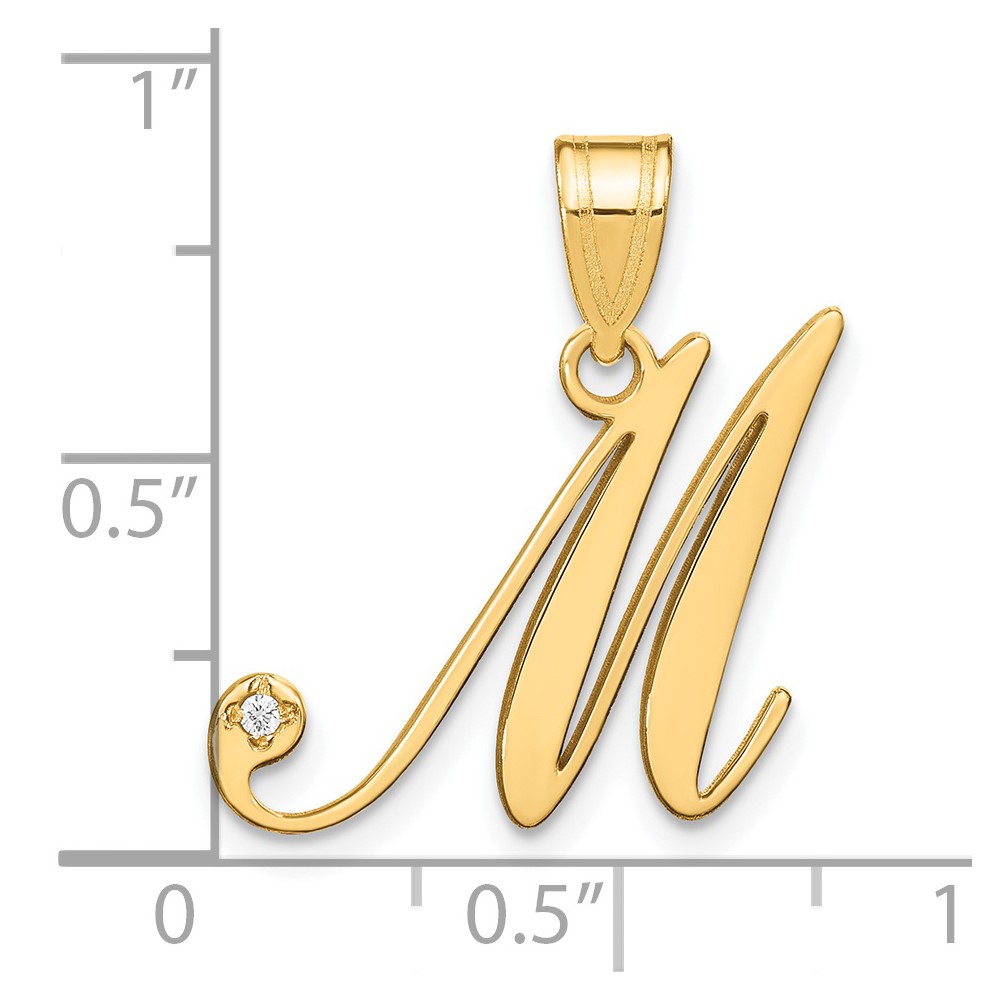 14KY Script Letter M Initial Pendant with Diamond (YC252M)