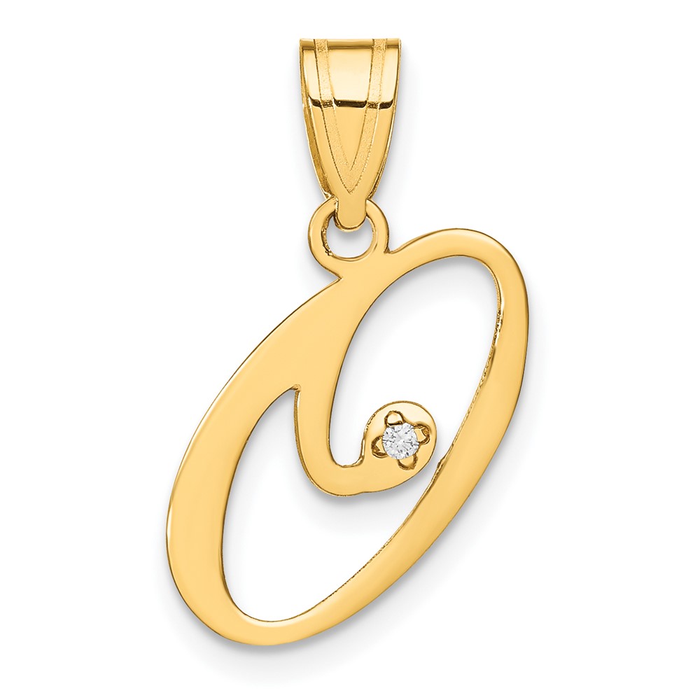 14KY Script Letter O Initial Pendant with Diamond (YC252O)