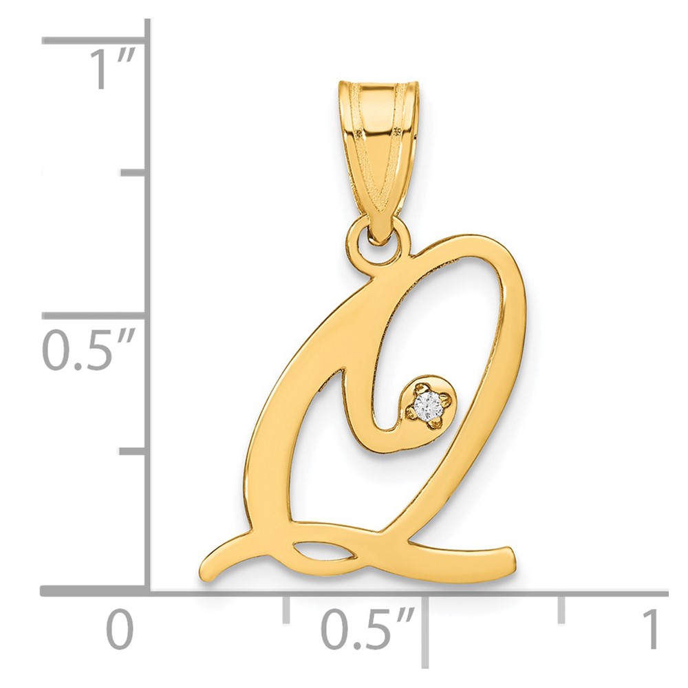 14KY Script Letter Q Initial Pendant with Diamond (YC252Q)