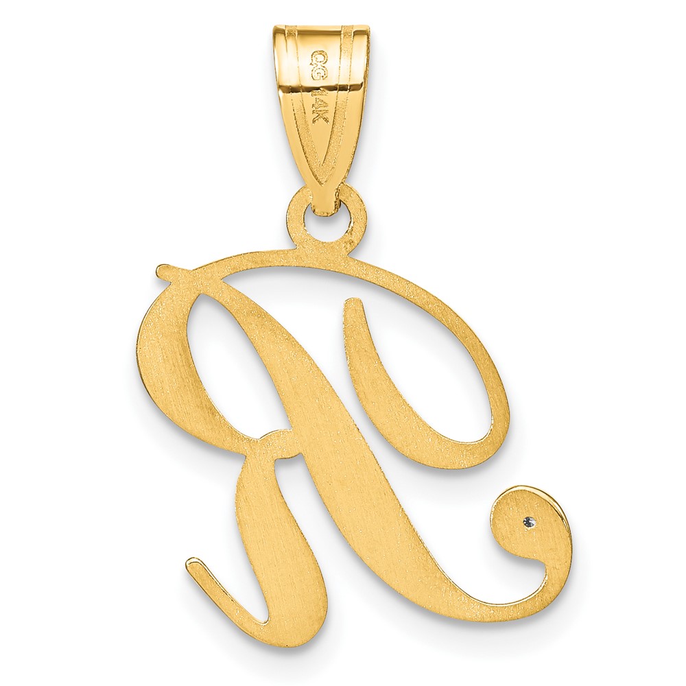 14KY Script Letter R Initial Pendant with Diamond (YC252R)