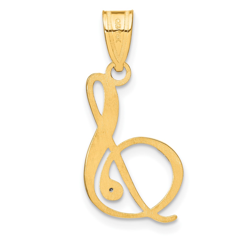14KY Script Letter S Initial Pendant with Diamond (YC252S)