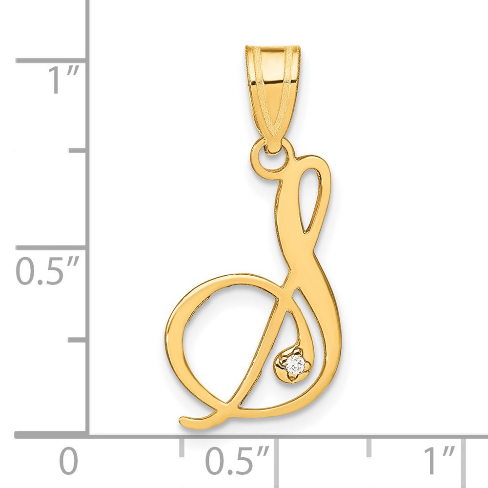 14KY Script Letter S Initial Pendant with Diamond (YC252S)