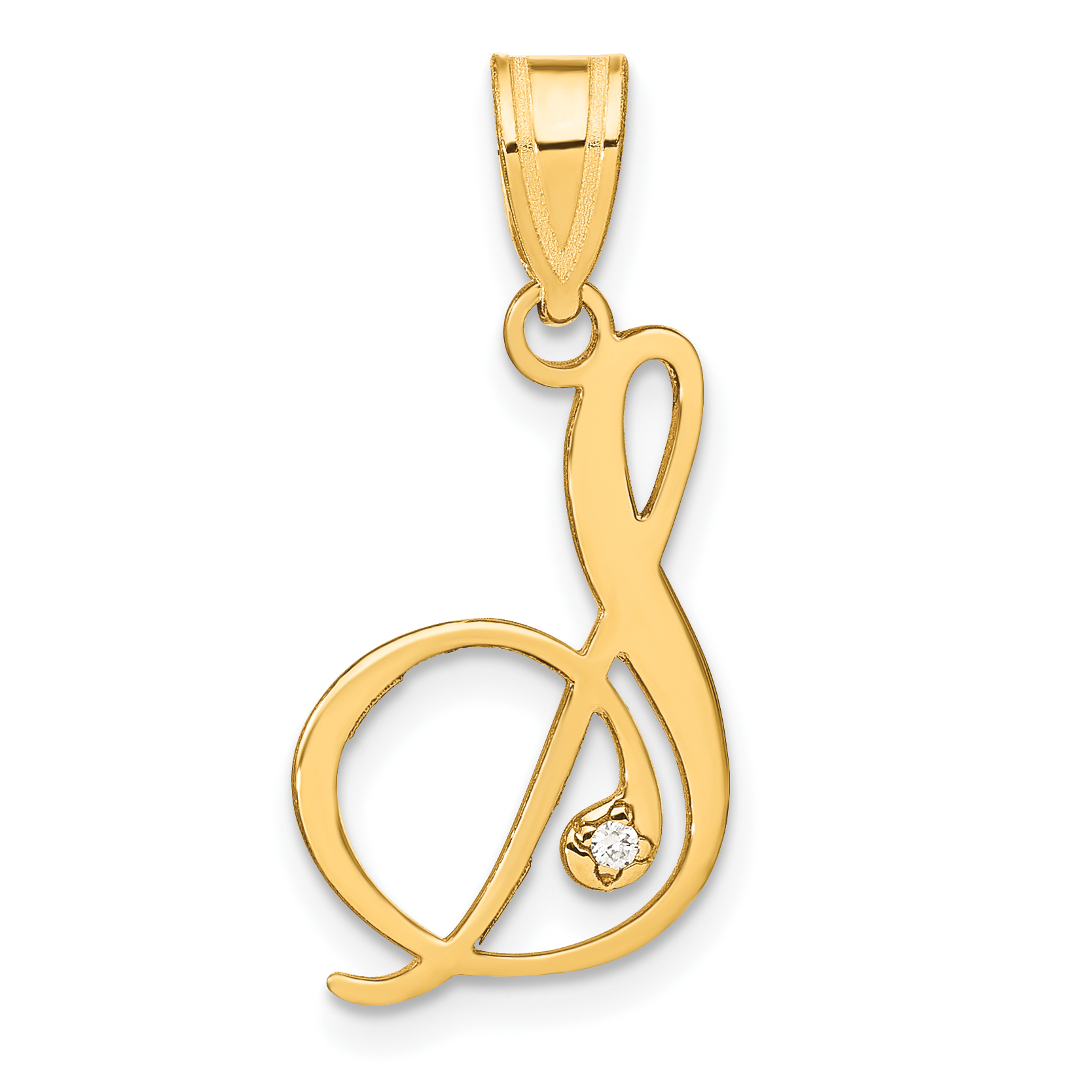 14KY Script Letter S Initial Pendant with Diamond (YC252S)