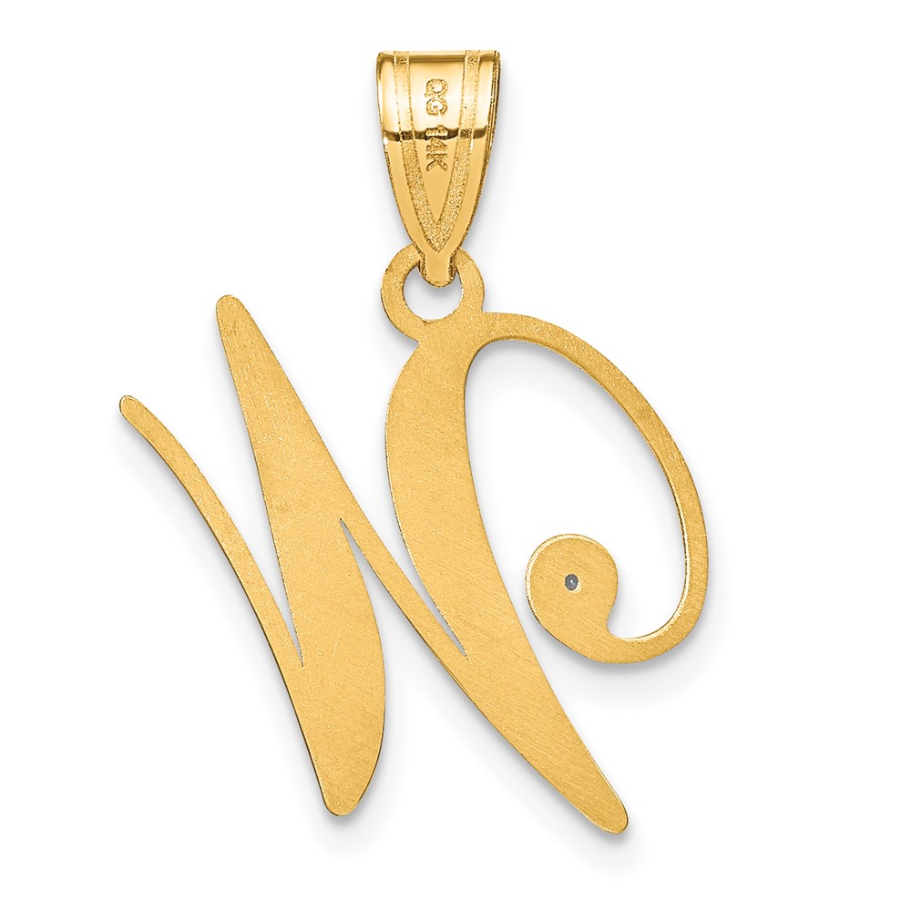 14KY Script Letter W Initial Pendant with Diamond (YC252W)