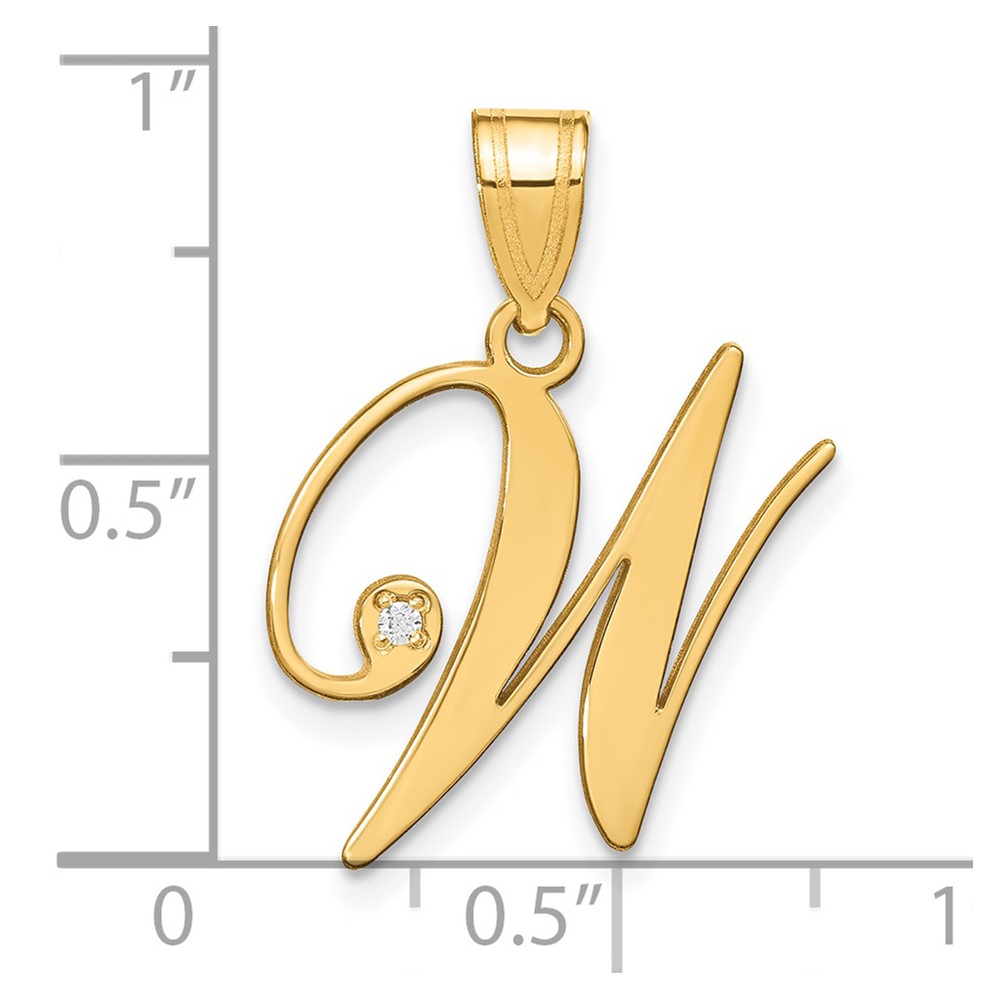 14KY Script Letter W Initial Pendant with Diamond (YC252W)