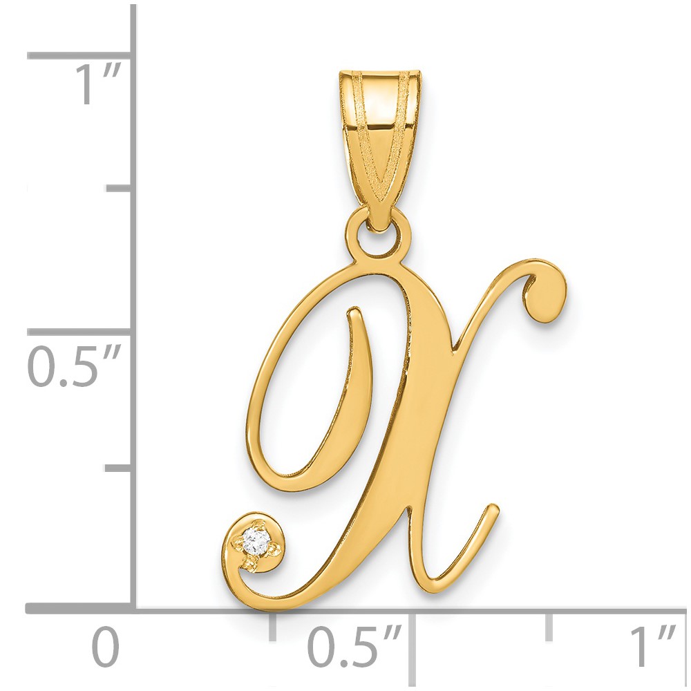 14KY Script Letter X Initial Pendant with Diamond (YC252X)