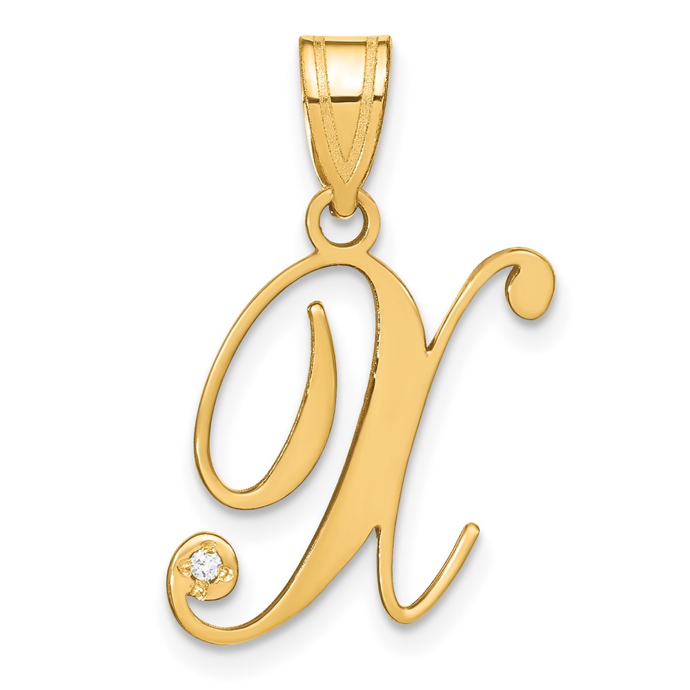 14KY Script Letter X Initial Pendant with Diamond (YC252X)