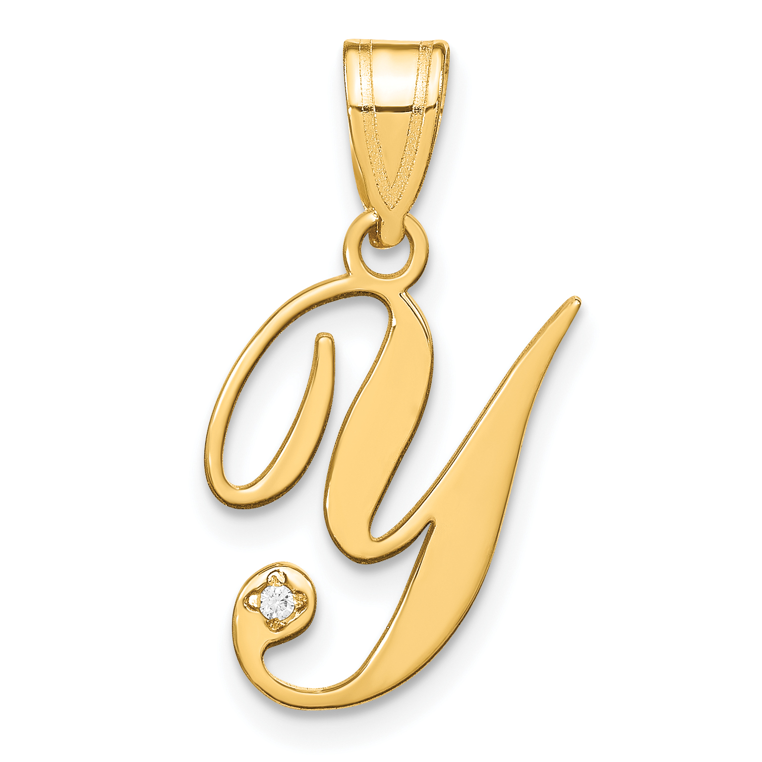 14KY Script Letter Y Initial Pendant with Diamond (YC252Y)