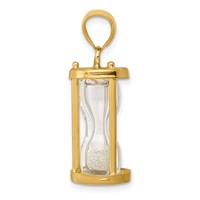 14K Yellow Gold Polished 3-D Plastic Hourglass Charm with Clear Beads view 2