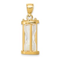 14K Yellow Gold Polished 3-D Plastic Hourglass Charm with Clear Beads view 1