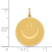 14K Yellow Gold Solid Polished Smiley Face Pendant view 3